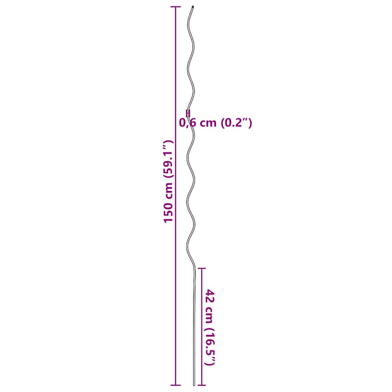vidaXL Spirál növénytámaszok 5 pcs Ezüst 150 cm Horganyzott acél
