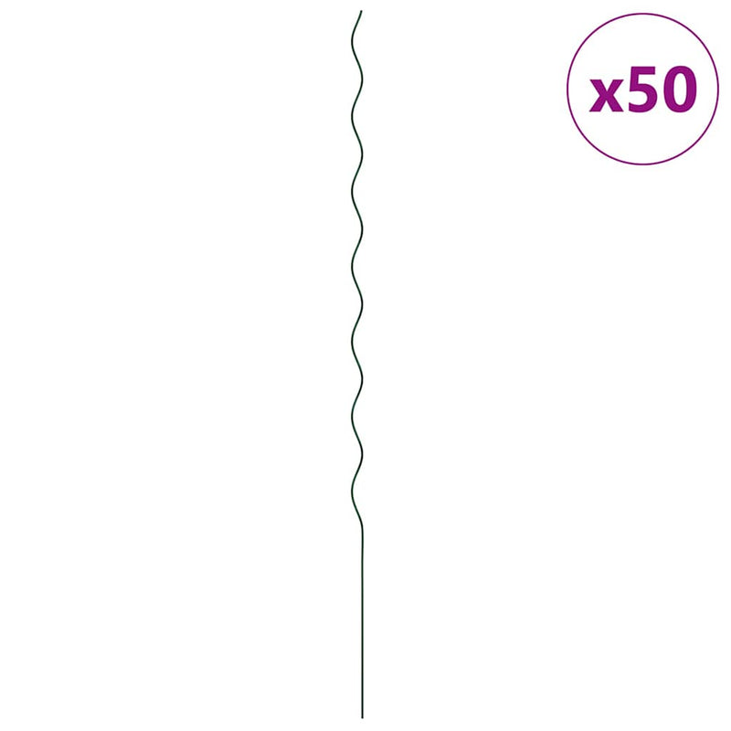 vidaXL Spirál növénytámaszok 50 pcs Zöld 170 cm PVC bevonatos acél