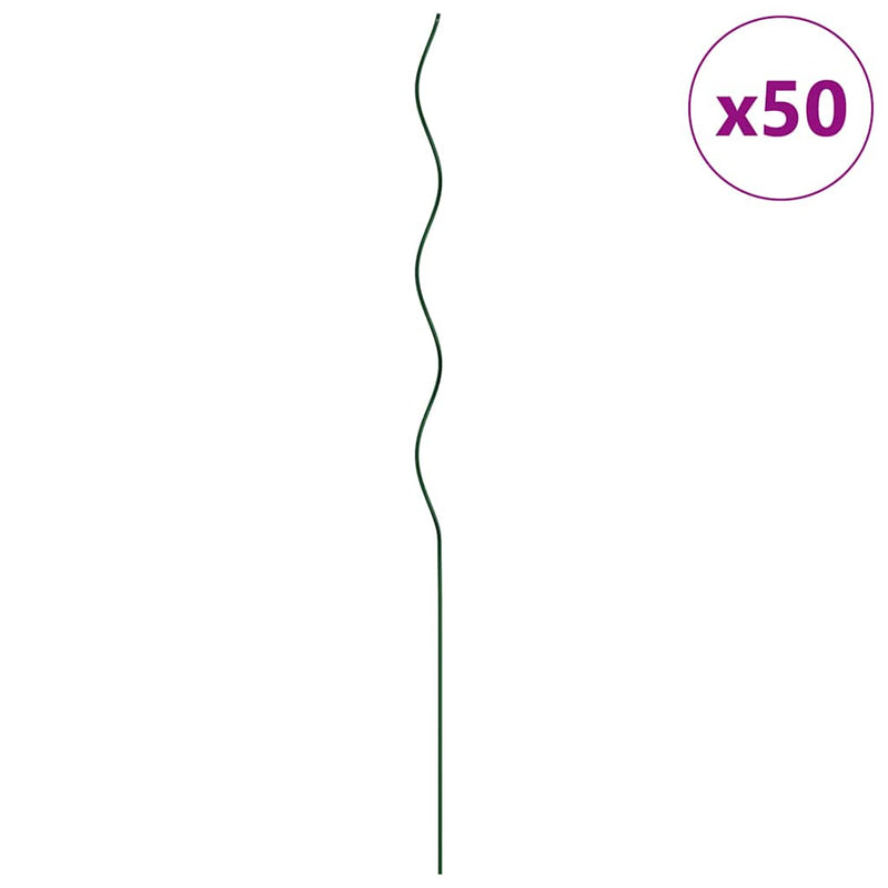 vidaXL Spirál növénytámaszok 50 pcs Zöld 110 cm PVC bevonatos acél