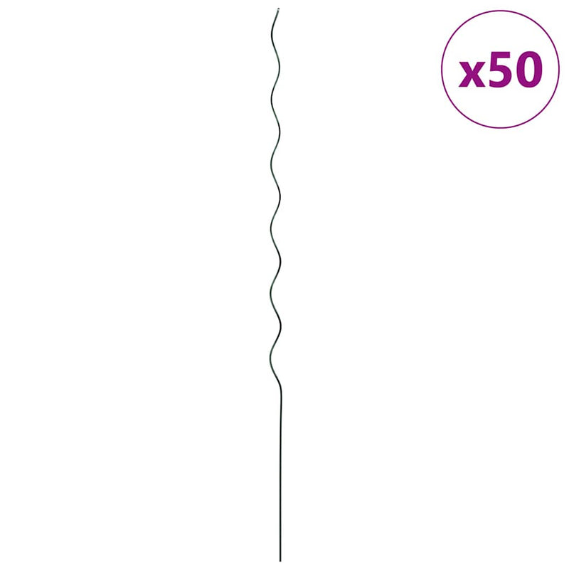 vidaXL Spirál növénytámaszok 50 pcs Zöld 150 cm PVC bevonatos acél