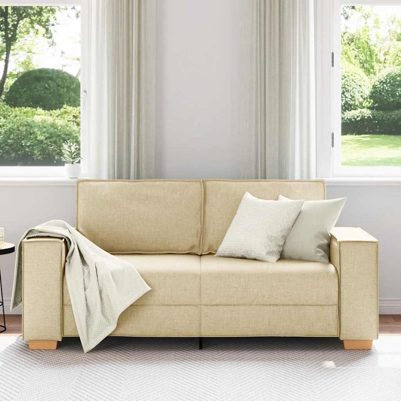 vidaXL kétszemélyes krémszínű szövetkanapé 140 cm