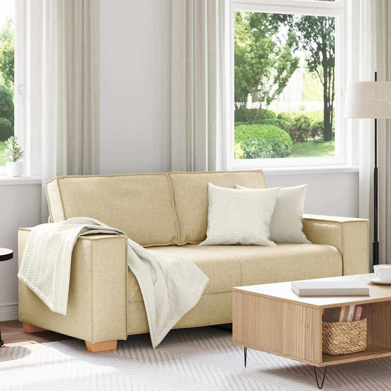 vidaXL kétszemélyes krémszínű szövetkanapé 140 cm