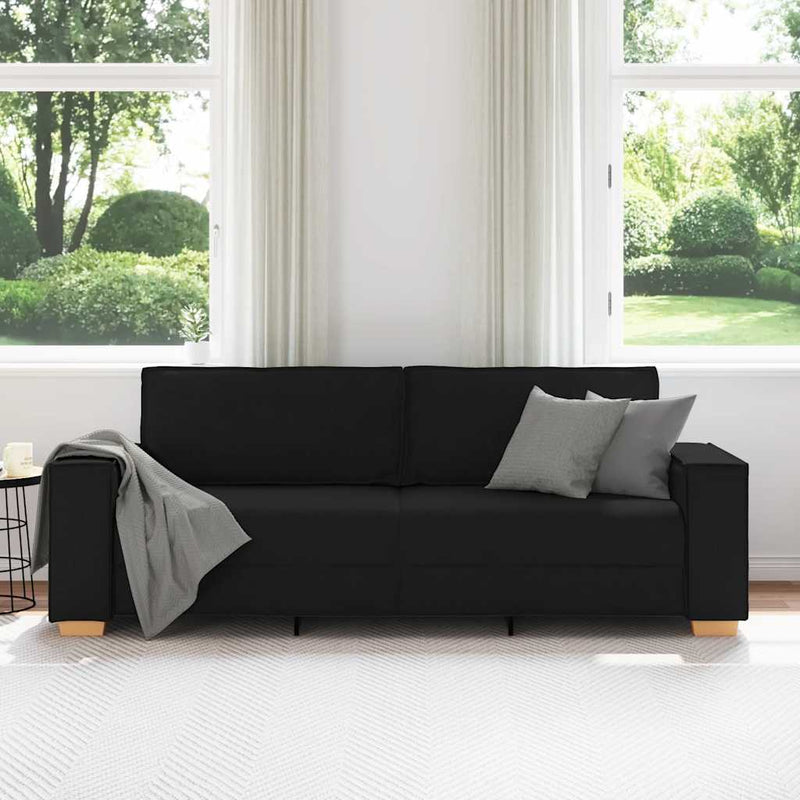 vidaXL 3 személyes, fekete szövetkanapé 180 cm