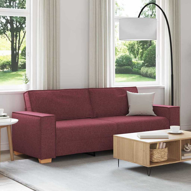 vidaXL 3 személyes, bordó színű, szövetből készült kanapé 180 cm