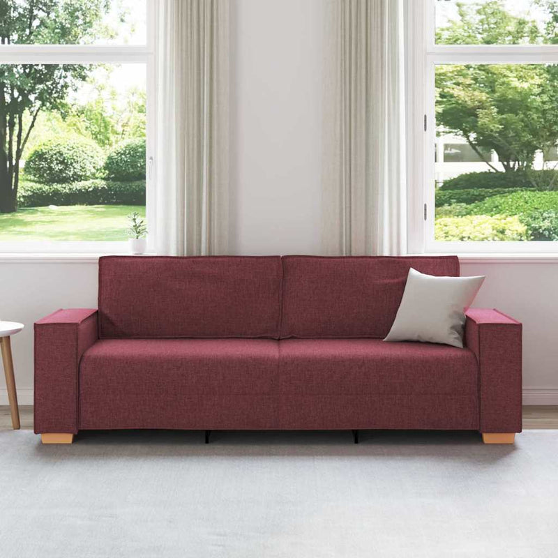 vidaXL 3 személyes, bordó színű, szövetből készült kanapé 180 cm
