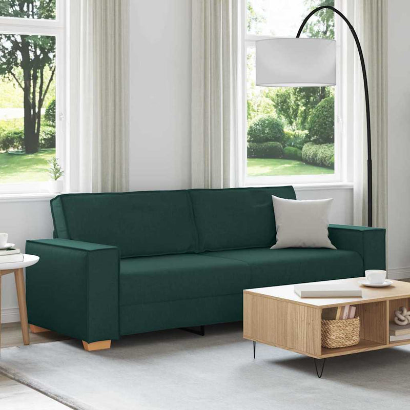vidaXL 3-Fős kanapé párnával Sötétzöld 220 x 78 x 84 cm szövet