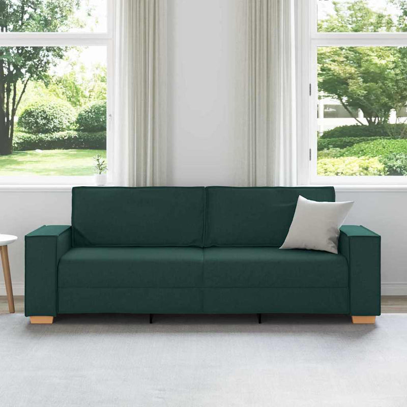 vidaXL 3-Fős kanapé párnával Sötétzöld 220 x 78 x 84 cm szövet