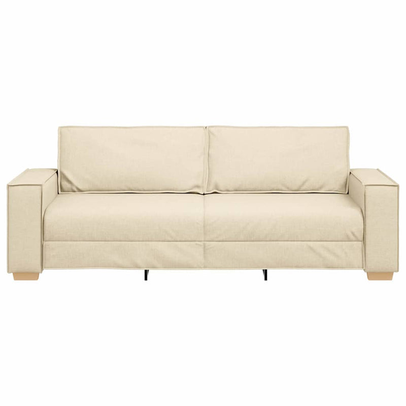 vidaXL 3-Fős kanapé párnával Krém 220 x 78 x 84 cm szövet