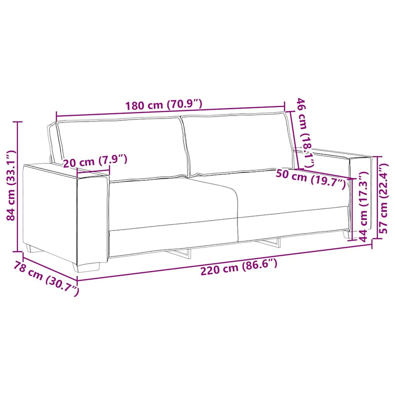 vidaXL Fotel párnával párnával Bézs 220 x 78 x 84 cm Vászon