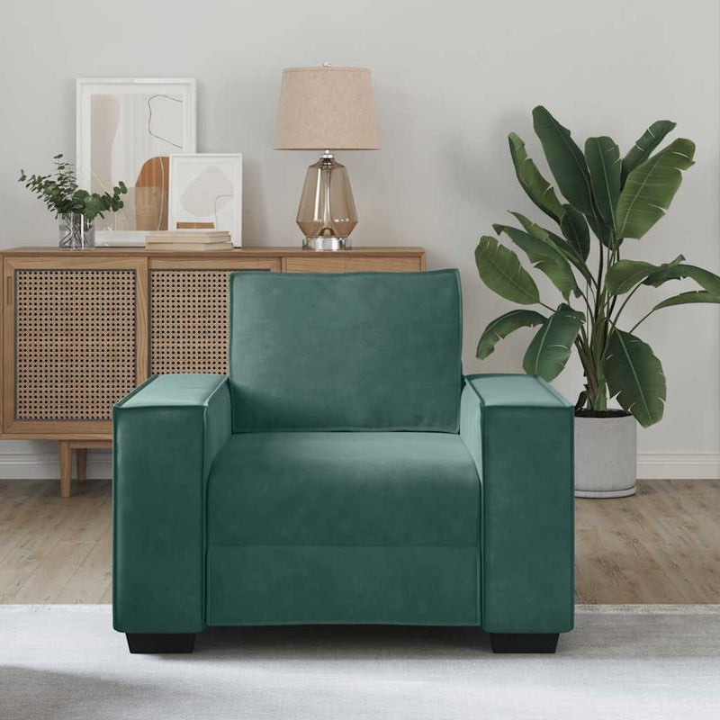vidaXL sötétzöld bársony kanapéfotel 60 cm