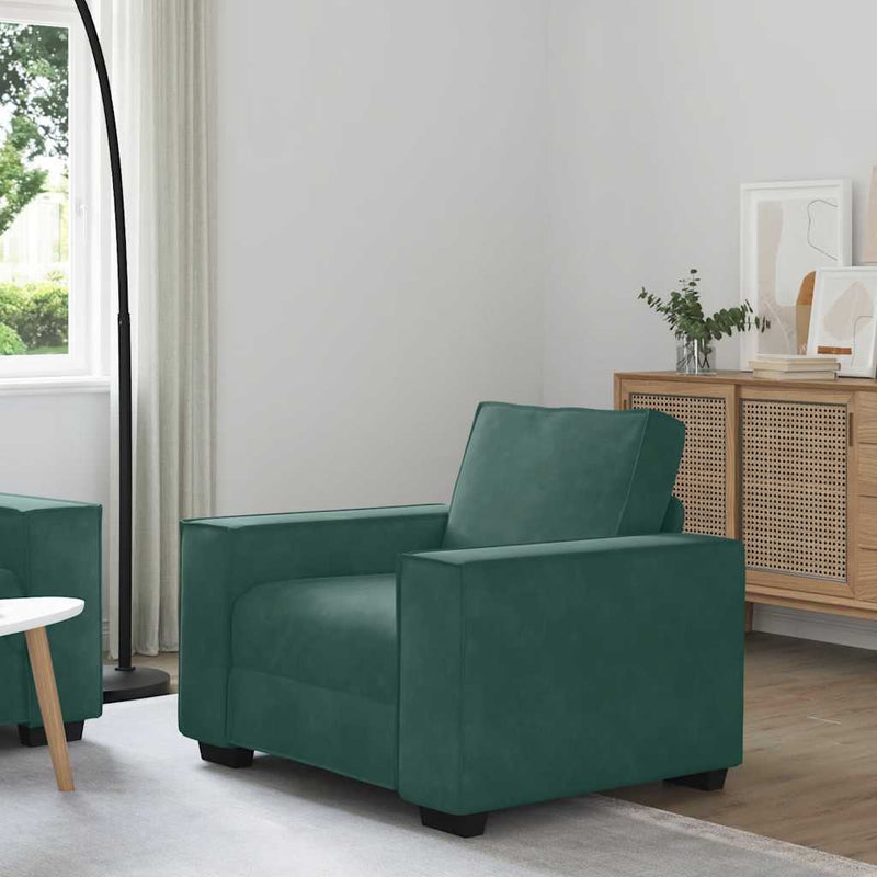 vidaXL sötétzöld bársony kanapéfotel 60 cm