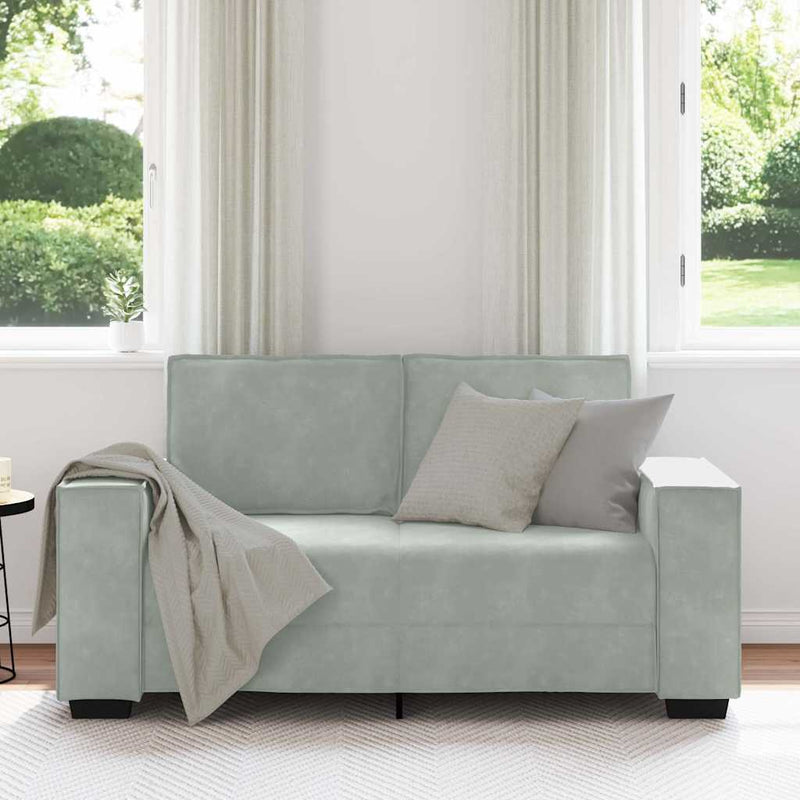 vidaXL kétszemélyes világosszürke bársony kanapé 120 cm