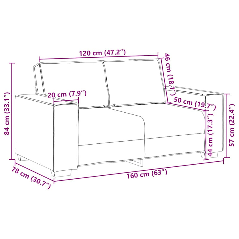 vidaXL kétszemélyes világosszürke bársony kanapé 120 cm