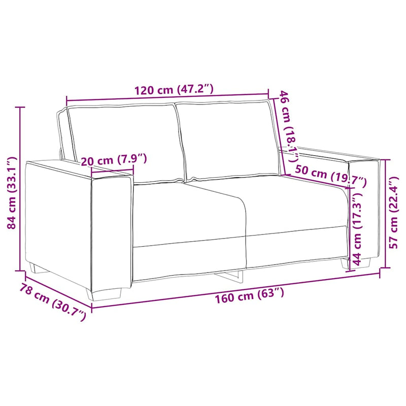vidaXL kétszemélyes sárga bársony kanapé 120 cm