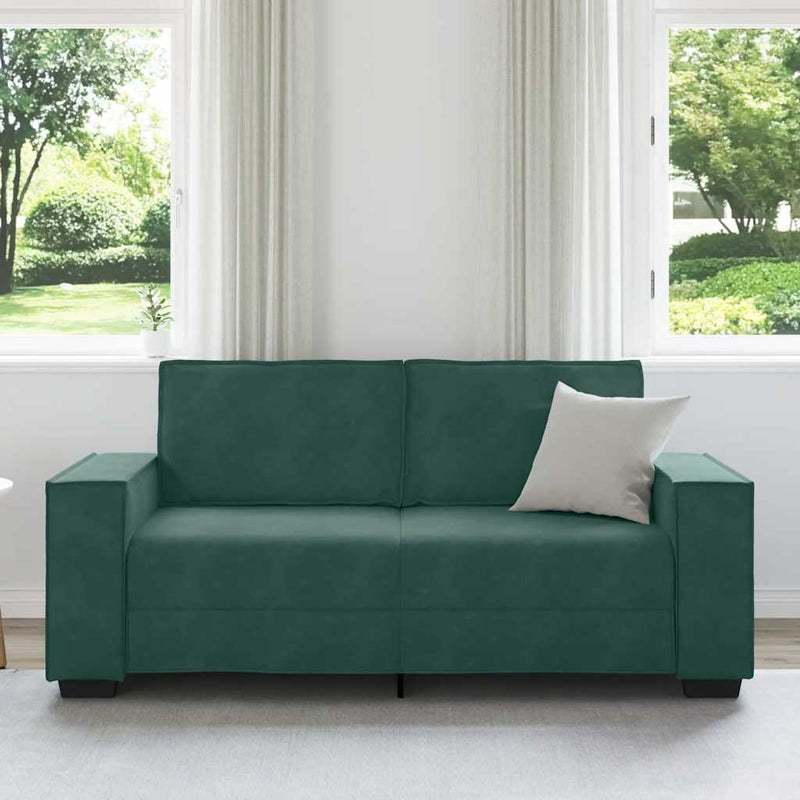 vidaXL kétszemélyes sötétzöld bársony kanapé 140 cm