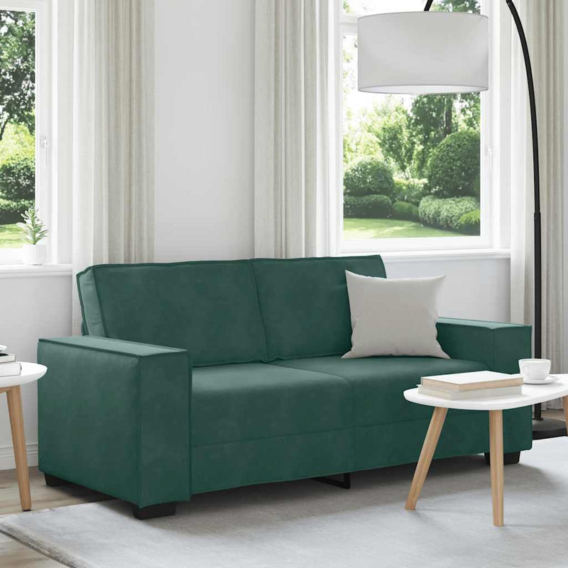 vidaXL kétszemélyes sötétzöld bársony kanapé 140 cm