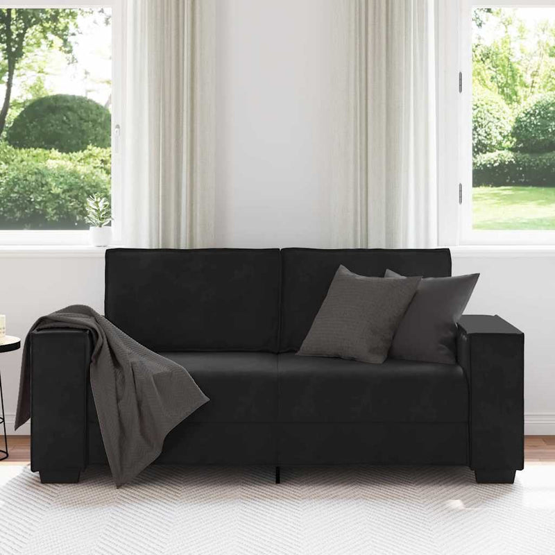 vidaXL kétszemélyes fekete bársony kanapé 140 cm