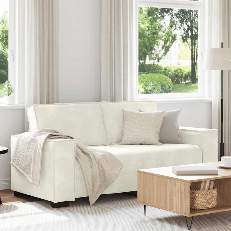vidaXL kétszemélyes krémszínű bársony kanapé 140 cm