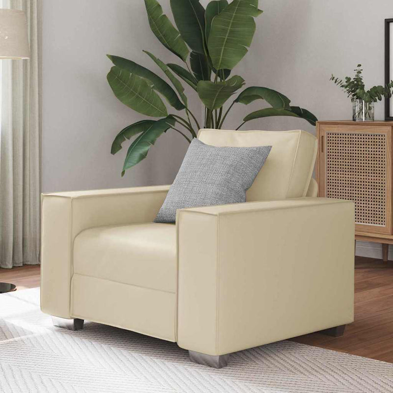 vidaXL 59 cm-es kanapé szék párnával Krém Műbőr