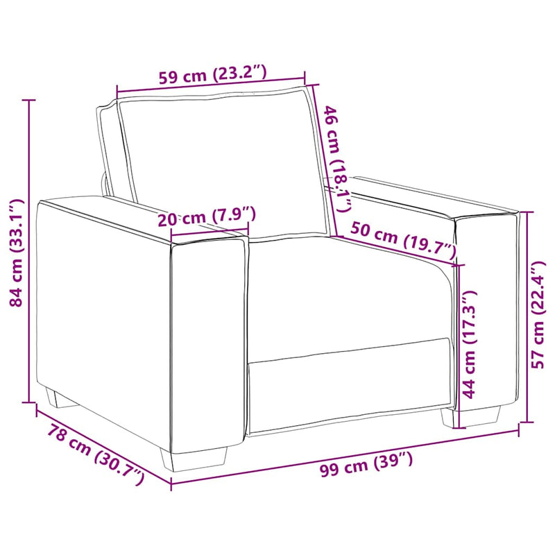 vidaXL Kanapéfotel párnával Cappuccino 99 x 78 x 84 cm Mübőr