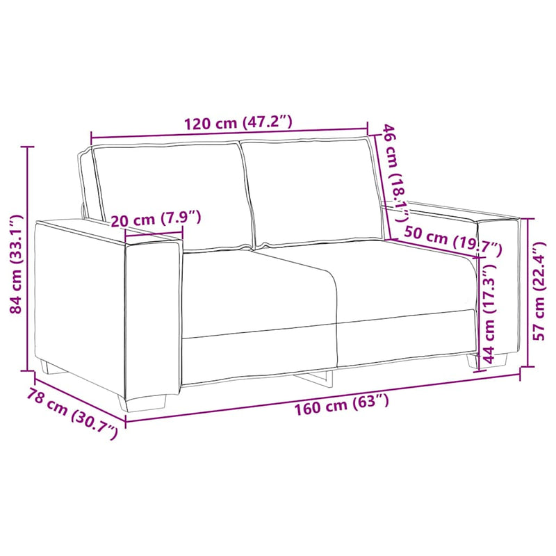 vidaXL Kanapéfotel párnával Fehér 160 x 78 x 84 cm Mübőr