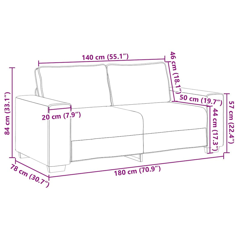 vidaXL Kanapéfotel párnával Krém 180 x 78 x 84 cm Mübőr