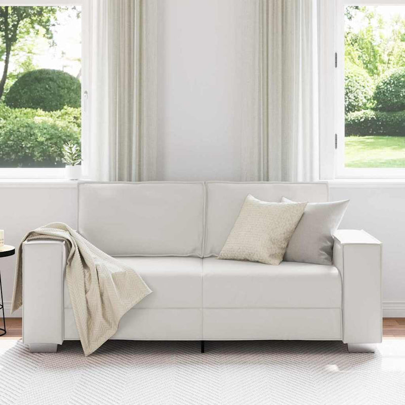 vidaXL 140 cm-es Loveseat Kanapé párnával Fehér Műbőr