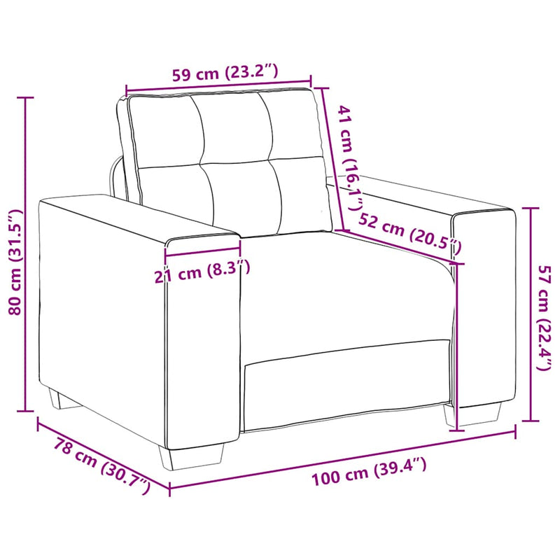 vidaXL fekete szövet kanapéfotel 60 cm
