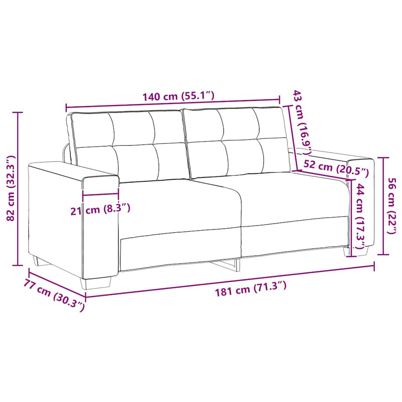 vidaXL sötétszürke szövet loveseat kanapé 140 cm