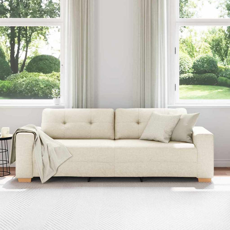 vidaXL Kanapé párnával párnával Bézs 220 x 78 x 84 cm Vászon