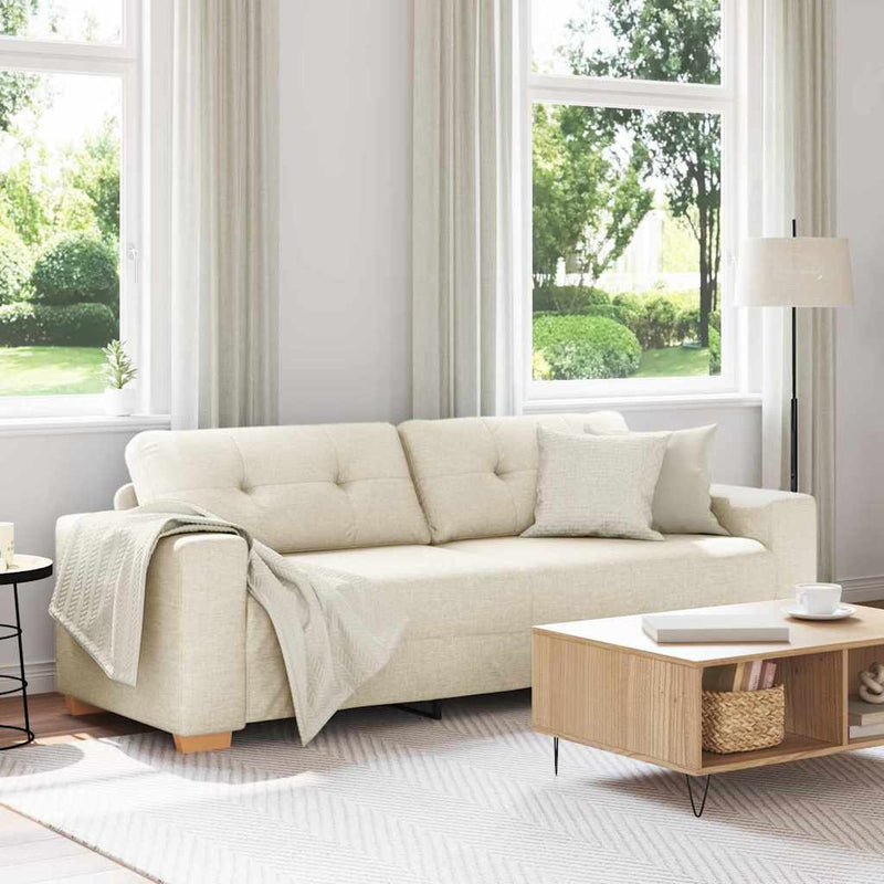 vidaXL Kanapé párnával párnával Bézs 220 x 78 x 84 cm Vászon