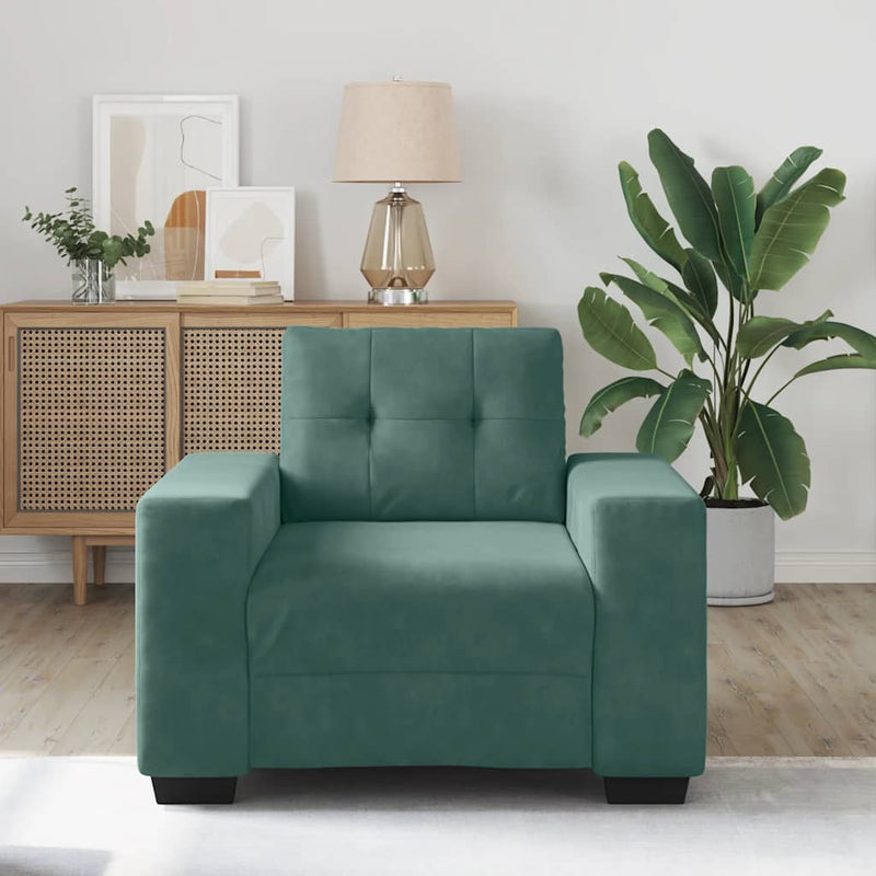vidaXL sötétzöld bársony kanapéfotel 60 cm
