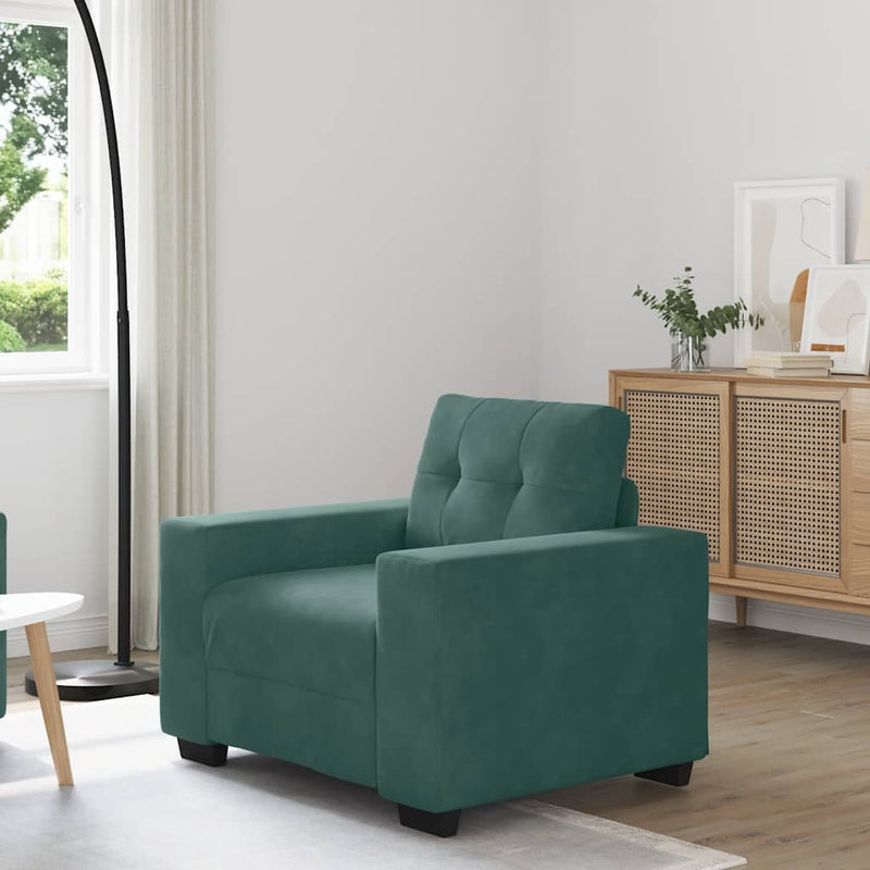 vidaXL sötétzöld bársony kanapéfotel 60 cm