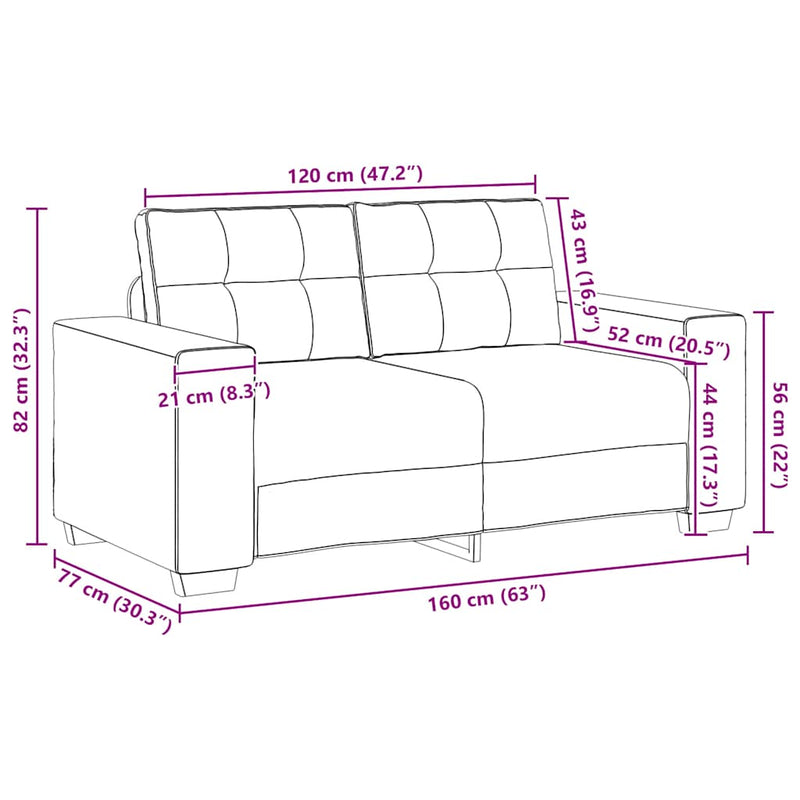 vidaXL sötétszürke bársony loveseat kanapé 120 cm