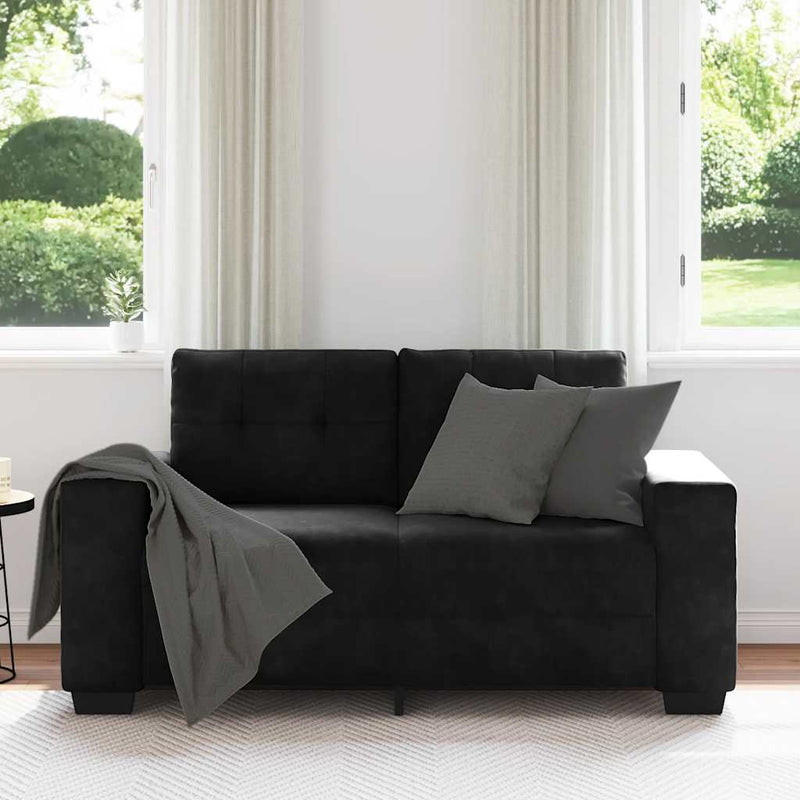 vidaXL fekete bársony loveseat kanapé 120 cm