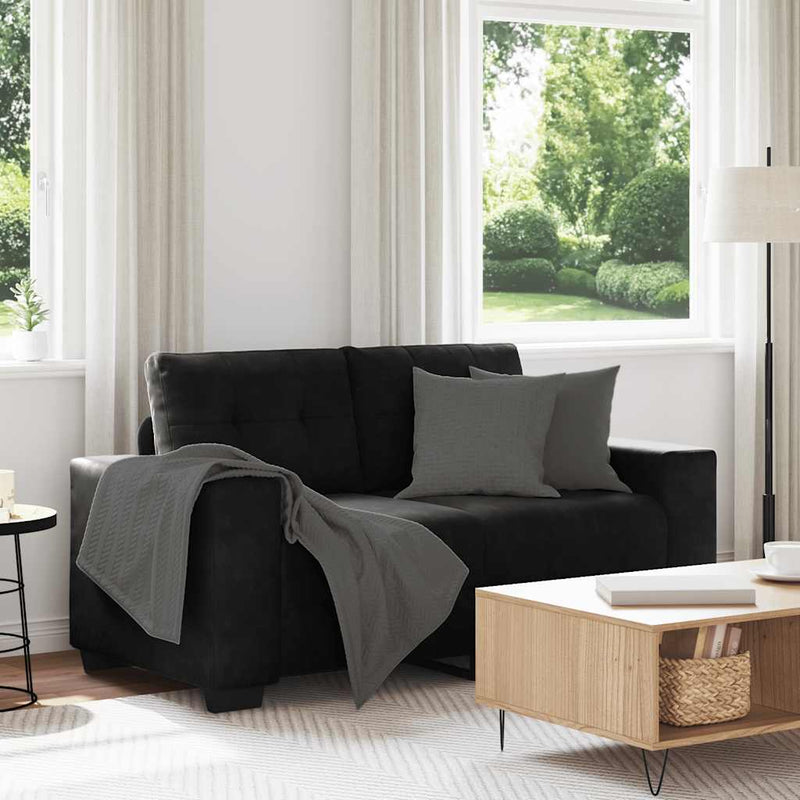vidaXL fekete bársony loveseat kanapé 120 cm
