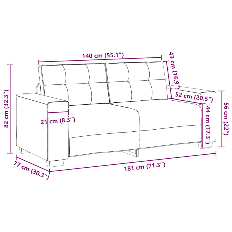 vidaXL világosszürke bársony loveseat kanapé 140 cm