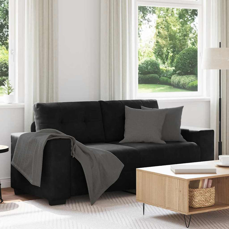 vidaXL fekete bársony loveseat kanapé 140 cm