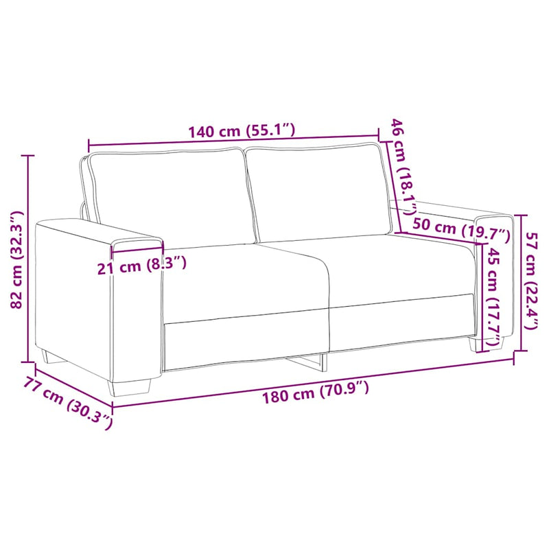 vidaXL kétszemélyes sötétszürke szövetkanapé 140 cm