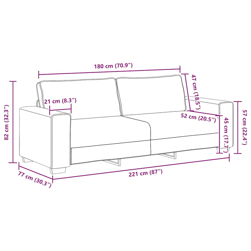 vidaXL 3 személyes barna szövetkanapé 180 cm