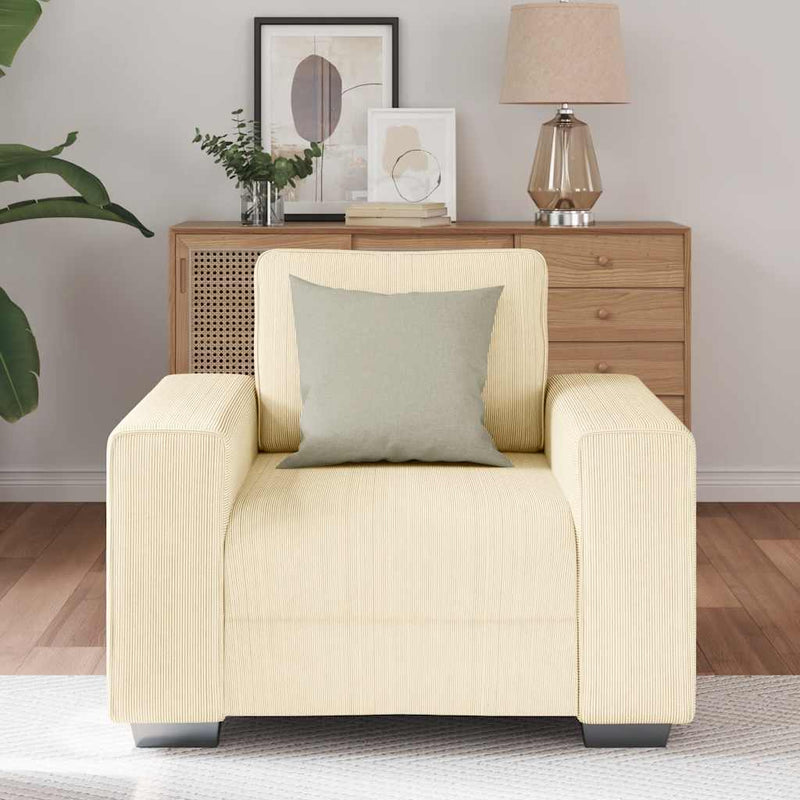 vidaXL krémszínű kordbársony szövet kanapéfotel 60 cm