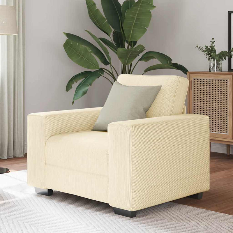 vidaXL krémszínű kordbársony szövet kanapéfotel 60 cm