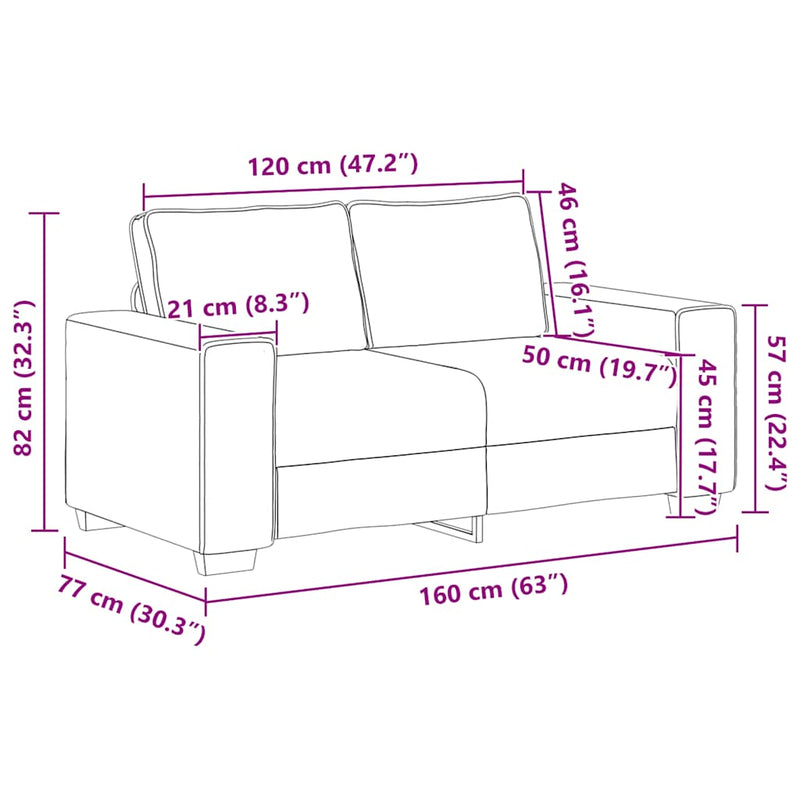 vidaXL sötétszürke kordbársony szövet loveseat kanapé 120 cm