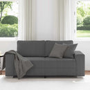 vidaXL sötétszürke kordbársony szövet loveseat kanapé 140 cm