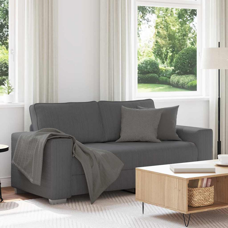 vidaXL sötétszürke kordbársony szövet loveseat kanapé 140 cm