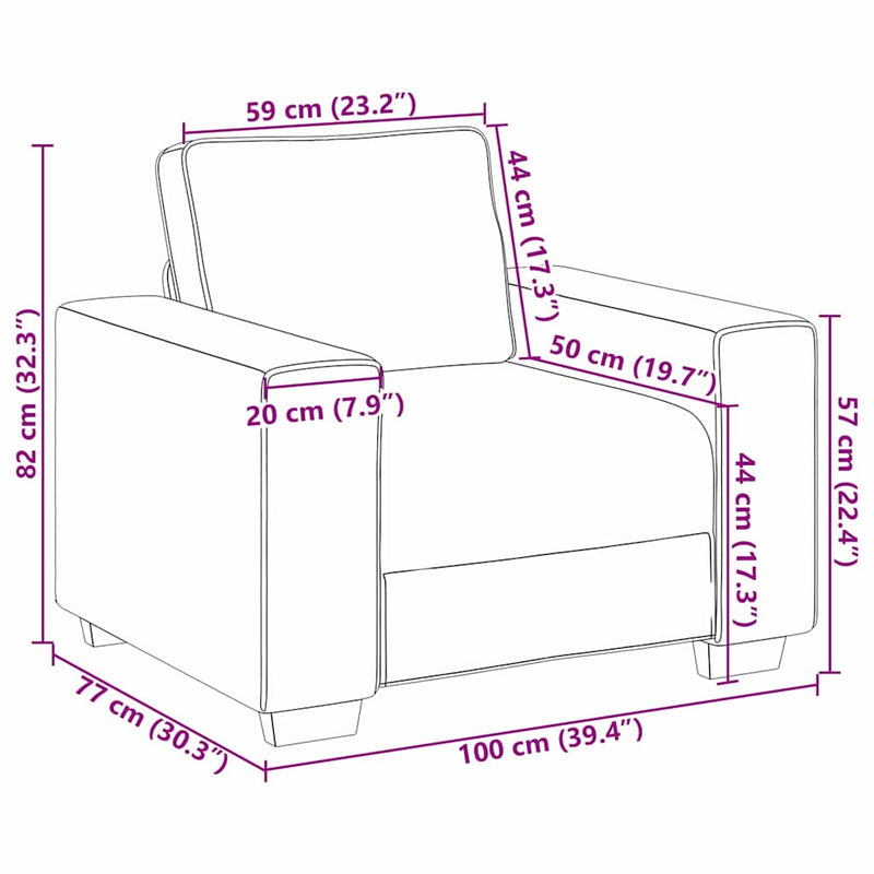 vidaXL Kanapé Krém 100 x 77 x 82 cm szövet