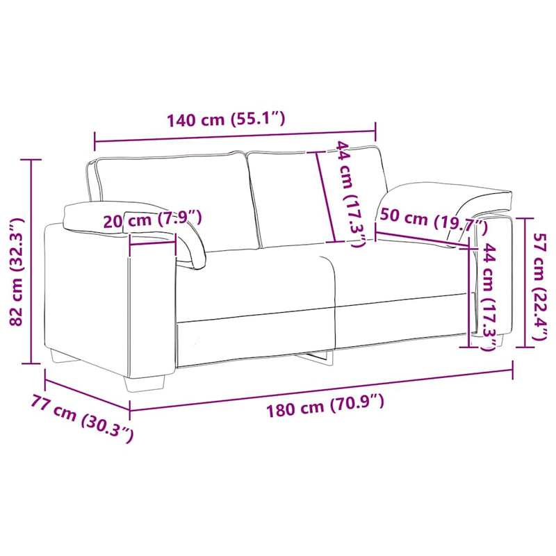 vidaXL Kanapé párnával Fekete 180 x 77 x 82 cm szövet
