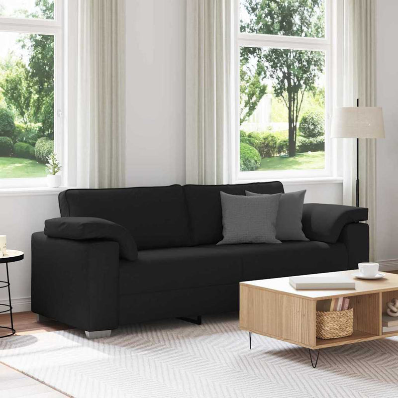 vidaXL Kanapé párnával Fekete 219 x 77 x 82 cm szövet