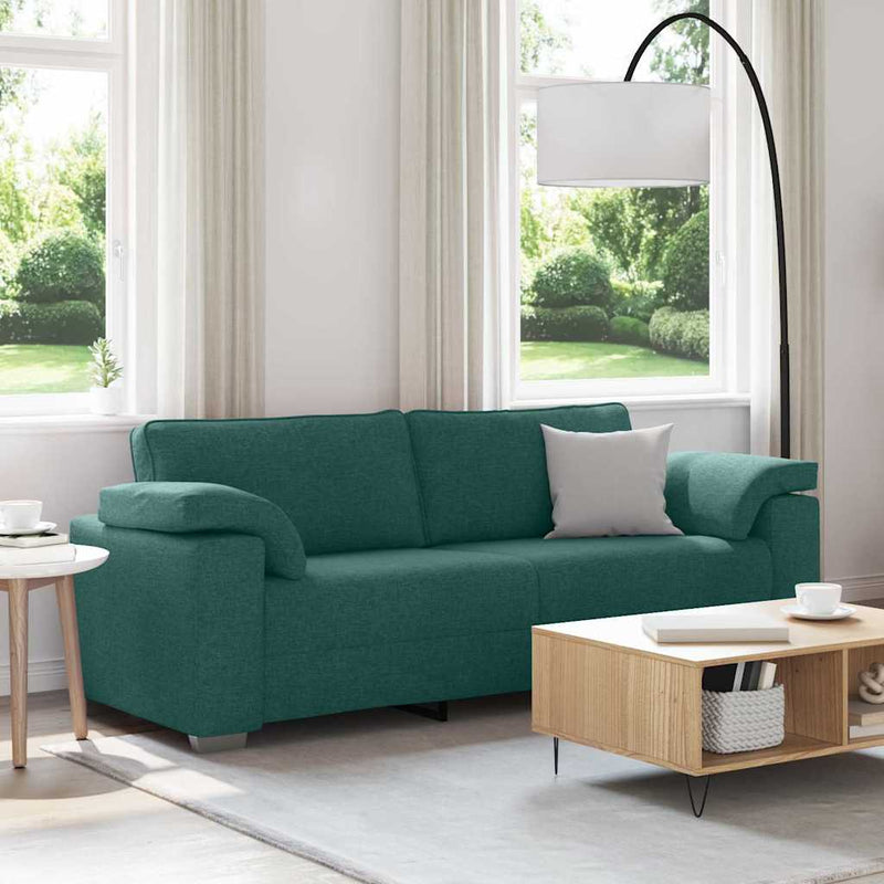 vidaXL Kanapé párnával Sötétzöld 219 x 77 x 82 cm szövet