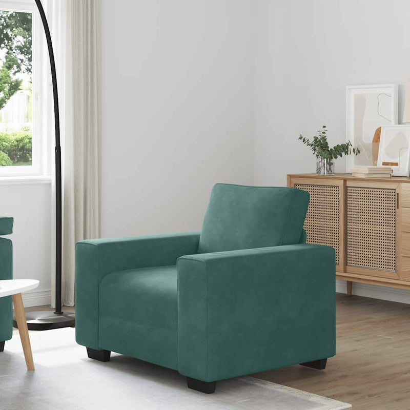 vidaXL sötétzöld bársony kanapéfotel 60 cm